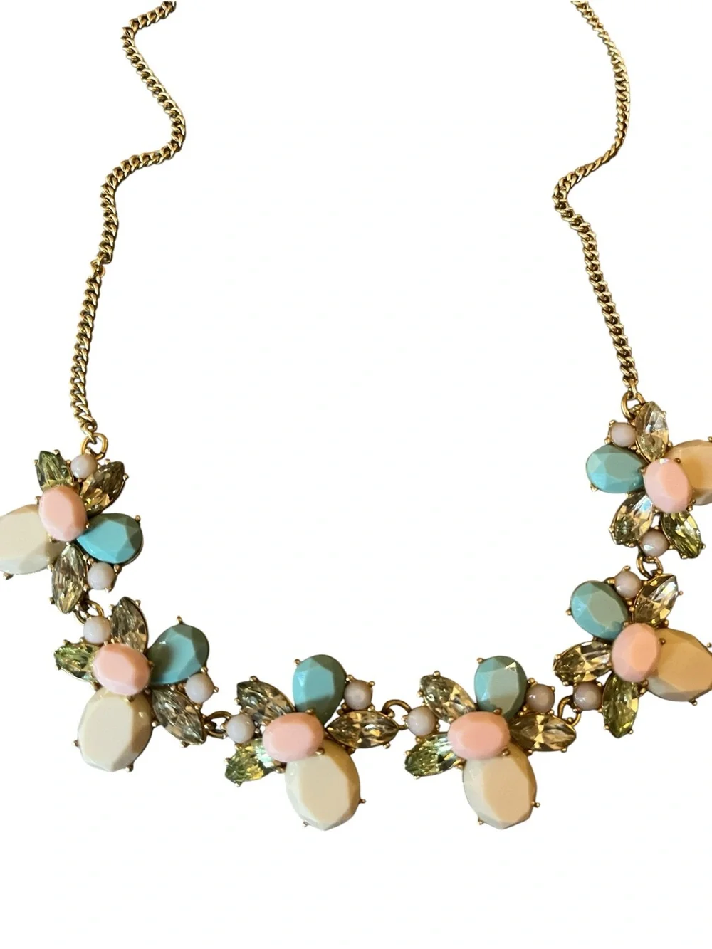 NWT J. Crew Pastel Floral Cluster Necklace - Pink, Teal & Cream